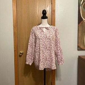 Caslon Large Multi-Color w/Geometric Print 3/4 Sleeve 100% Cotton Blouse - EUC